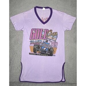 Vintage 80s Gold Cup Sliver Speedway Tshirt One Size Fit All Car Racing USA Made